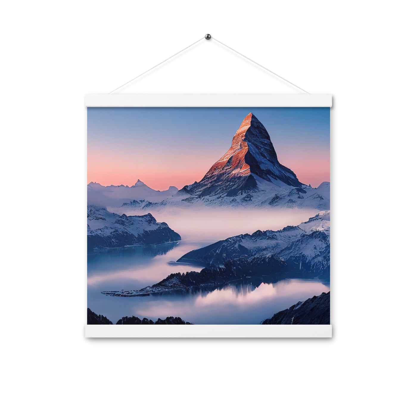 Matternhorn - Nebel - Berglandschaft - Malerei - Premium Poster mit Aufhängung berge xxx 40.6 x 40.6 cm