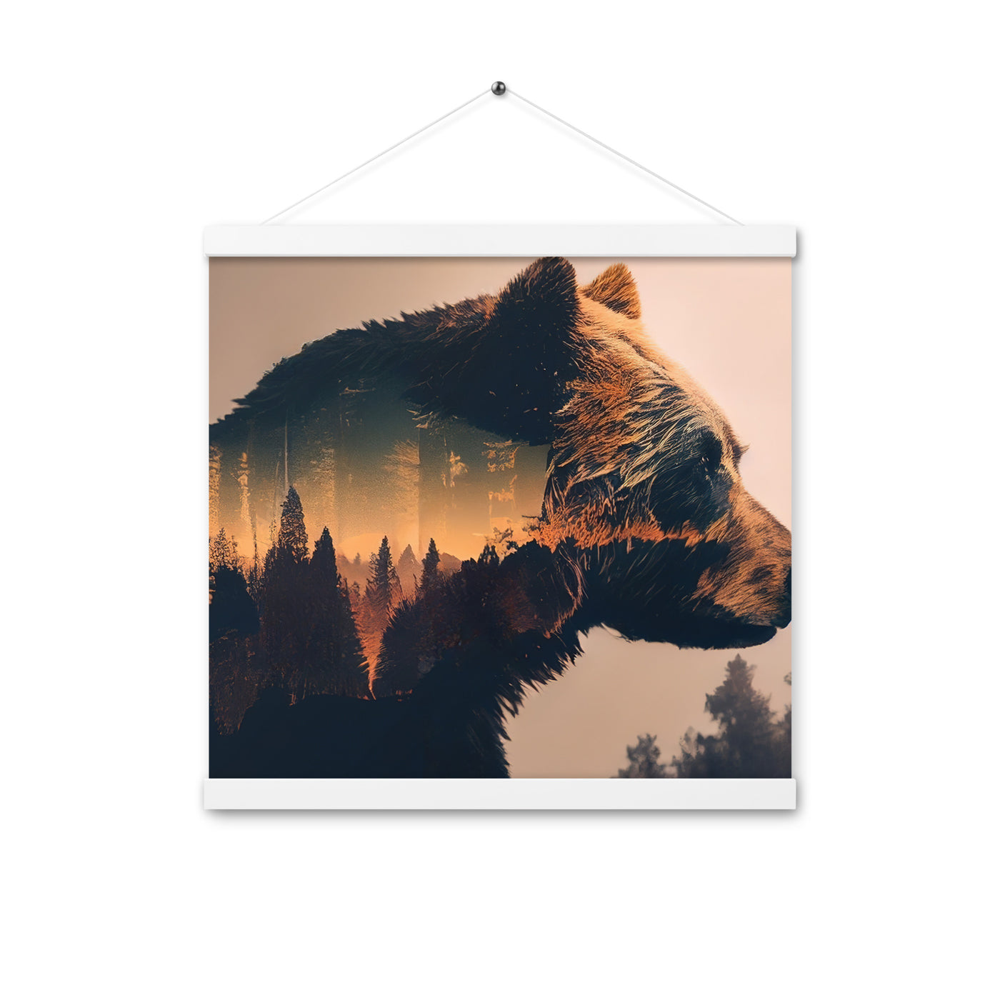 Bär und Bäume Illustration - Premium Poster mit Aufhängung camping xxx 40.6 x 40.6 cm