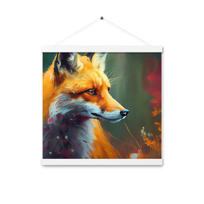 Fuchs - Ölmalerei - Schönes Kunstwerk - Premium Poster mit Aufhängung camping xxx Weiß 40.6 x 40.6 cm