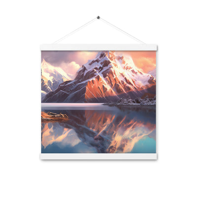 Berg und Bergsee - Landschaftsmalerei - Premium Poster mit Aufhängung berge xxx 40.6 x 40.6 cm