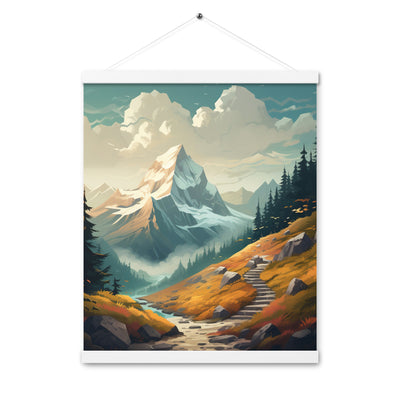 Berge, Wald und Wanderweg - Malerei - Premium Poster mit Aufhängung berge xxx 40.6 x 50.8 cm