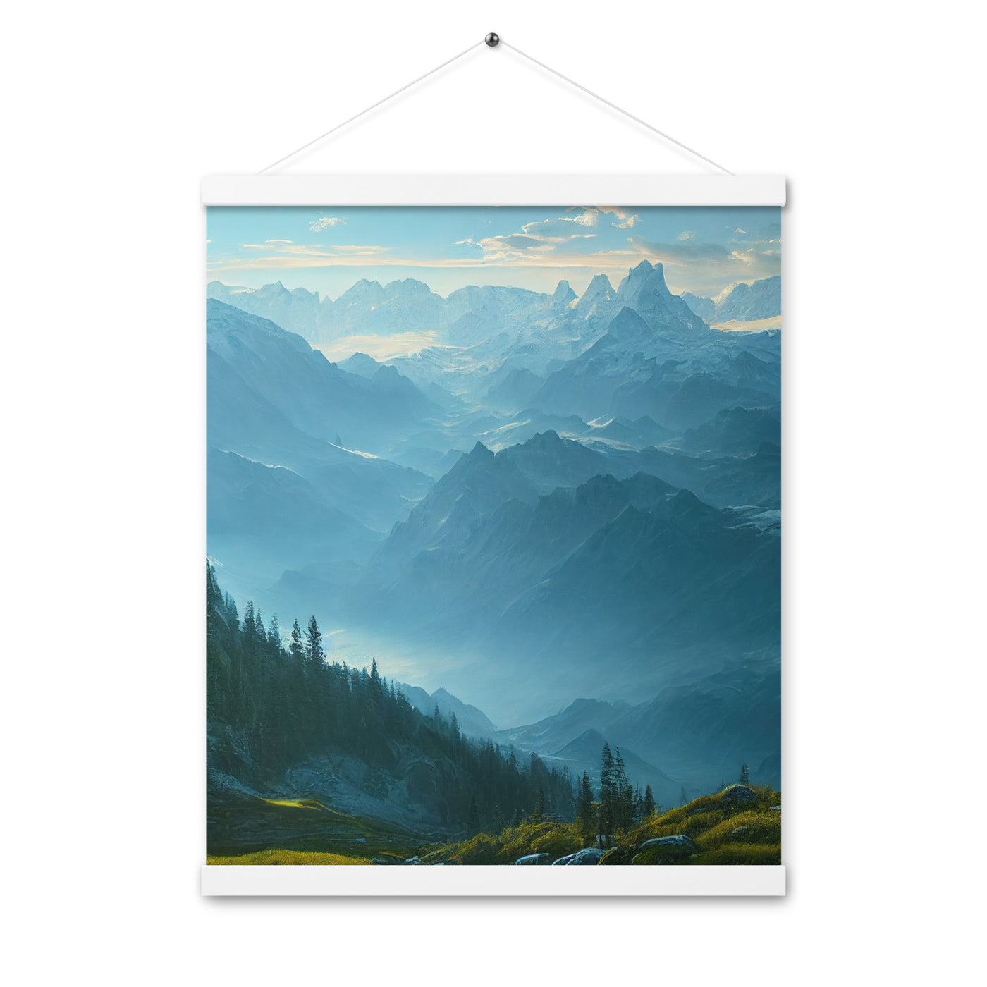 Gebirge, Wald und Bach - Premium Poster mit Aufhängung berge xxx 40.6 x 50.8 cm
