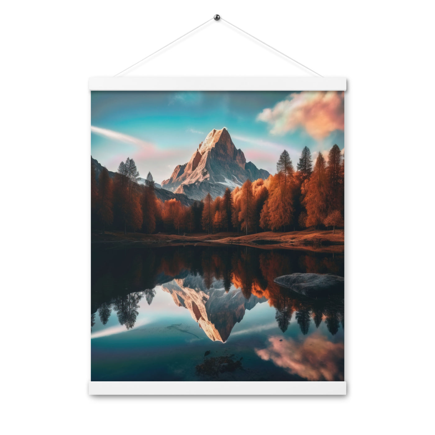 Bergsee, Berg und Bäume - Foto - Premium Poster mit Aufhängung berge xxx 40.6 x 50.8 cm