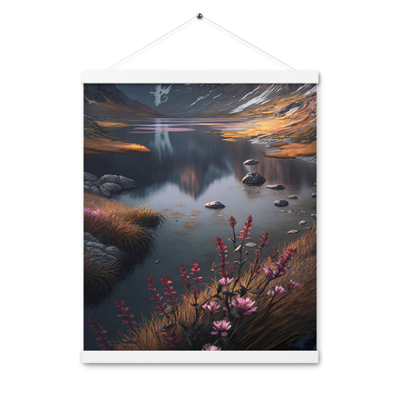 Berge, Bergsee und Blumen - Premium Poster mit Aufhängung berge xxx 40.6 x 50.8 cm
