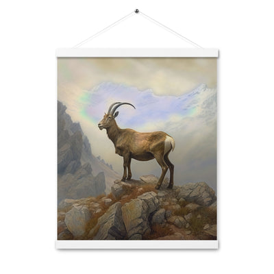 Steinbock am Berg - Wunderschöne Malerei - Premium Poster mit Aufhängung berge xxx 40.6 x 50.8 cm