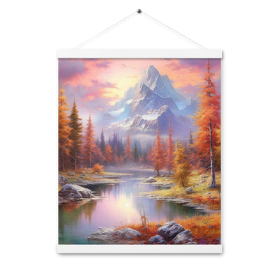 Landschaftsmalerei - Berge, Bäume, Bergsee und Herbstfarben - Premium Poster mit Aufhängung berge xxx 40.6 x 50.8 cm