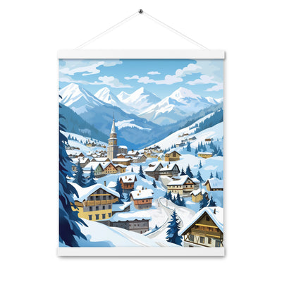 Kitzbühl - Berge und Schnee - Landschaftsmalerei - Premium Poster mit Aufhängung ski xxx 40.6 x 50.8 cm