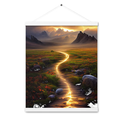 Landschaft mit wilder Atmosphäre - Malerei - Premium Poster mit Aufhängung berge xxx 40.6 x 50.8 cm
