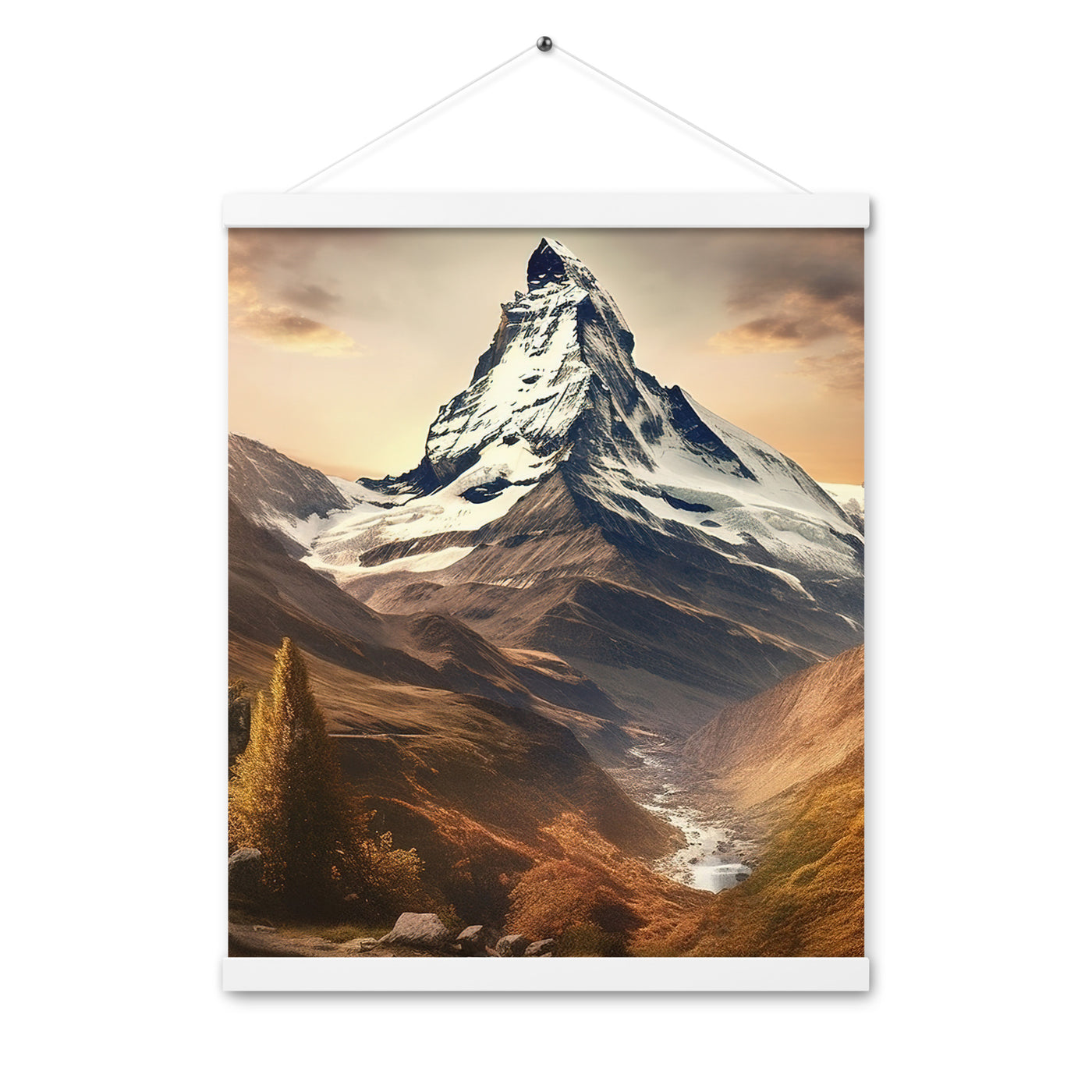 Matterhorn - Epische Malerei - Landschaft - Premium Poster mit Aufhängung berge xxx 40.6 x 50.8 cm