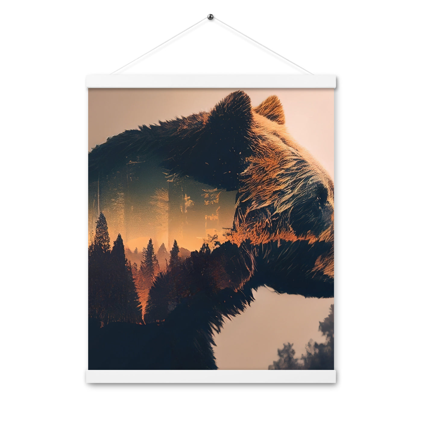Bär und Bäume Illustration - Premium Poster mit Aufhängung camping xxx 40.6 x 50.8 cm