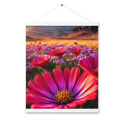 Wünderschöne Blumen und Berge im Hintergrund - Premium Poster mit Aufhängung berge xxx 40.6 x 50.8 cm