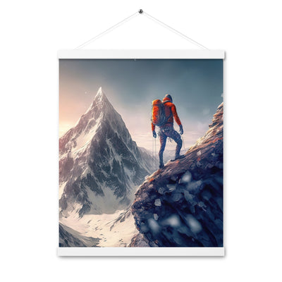 Bergsteiger auf Berg - Epische Malerei - Premium Poster mit Aufhängung klettern xxx 40.6 x 50.8 cm