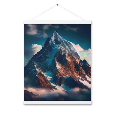 Berge und Nebel - Premium Poster mit Aufhängung berge xxx Weiß 40.6 x 50.8 cm
