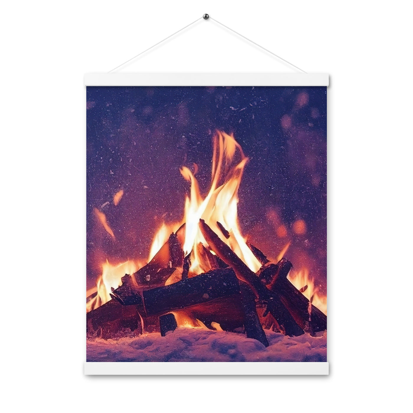Lagerfeuer im Winter - Campingtrip Foto - Premium Poster mit Aufhängung camping xxx 40.6 x 50.8 cm