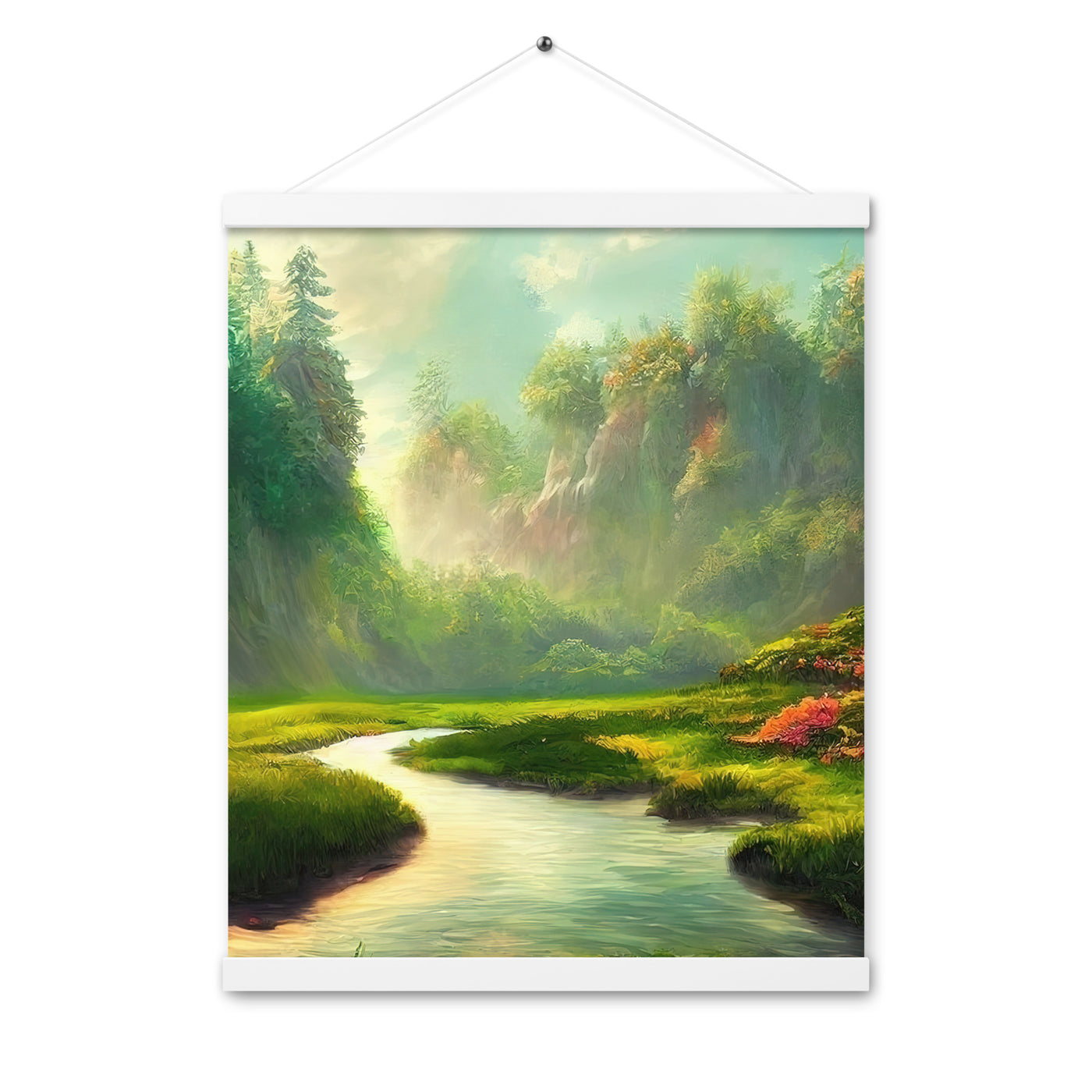 Bach im tropischen Wald - Landschaftsmalerei - Premium Poster mit Aufhängung camping xxx 40.6 x 50.8 cm