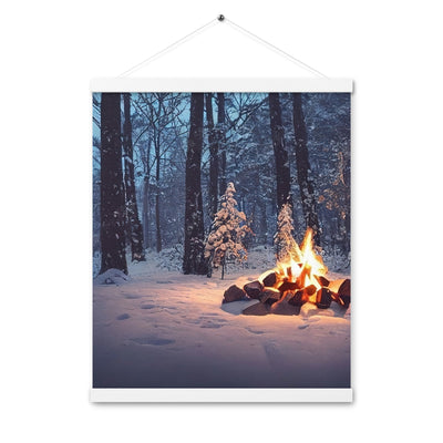 Lagerfeuer im Winter - Camping Foto - Premium Poster mit Aufhängung camping xxx 40.6 x 50.8 cm
