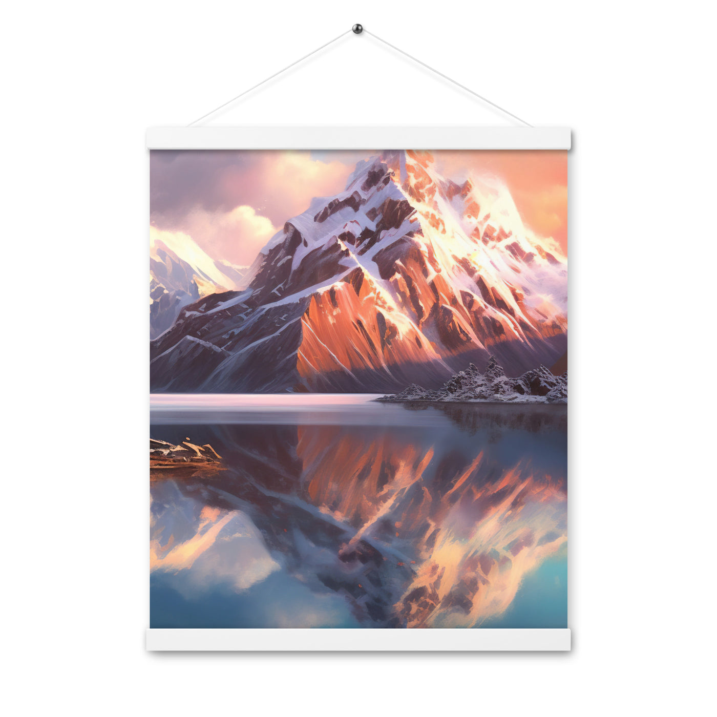 Berg und Bergsee - Landschaftsmalerei - Premium Poster mit Aufhängung berge xxx 40.6 x 50.8 cm