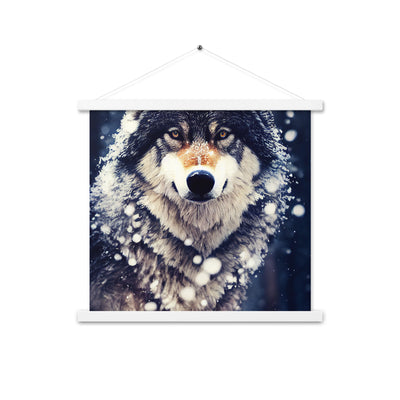 Wolf im Schnee - Episches Foto - Premium Poster mit Aufhängung camping xxx 45.7 x 45.7 cm
