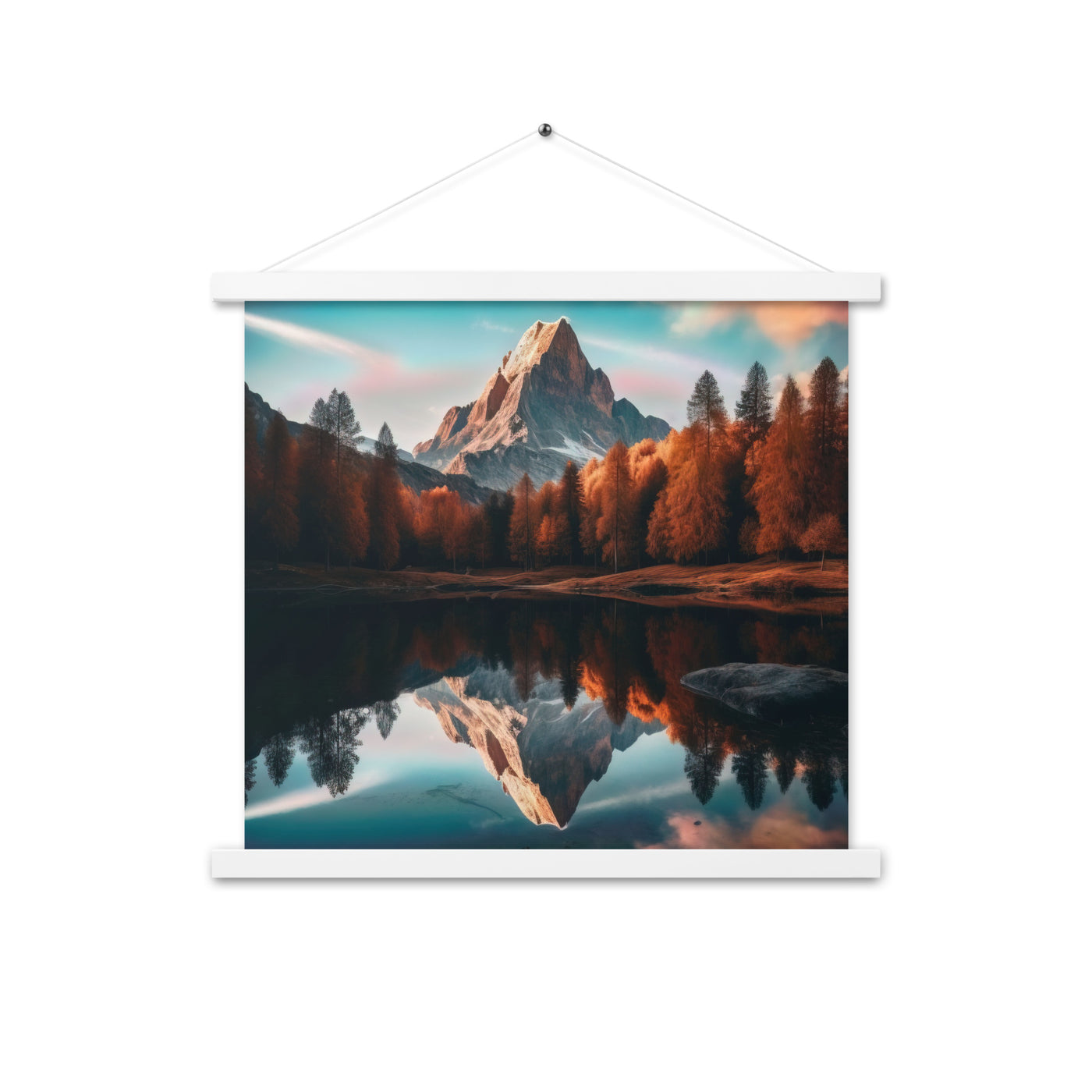 Bergsee, Berg und Bäume - Foto - Premium Poster mit Aufhängung berge xxx 45.7 x 45.7 cm