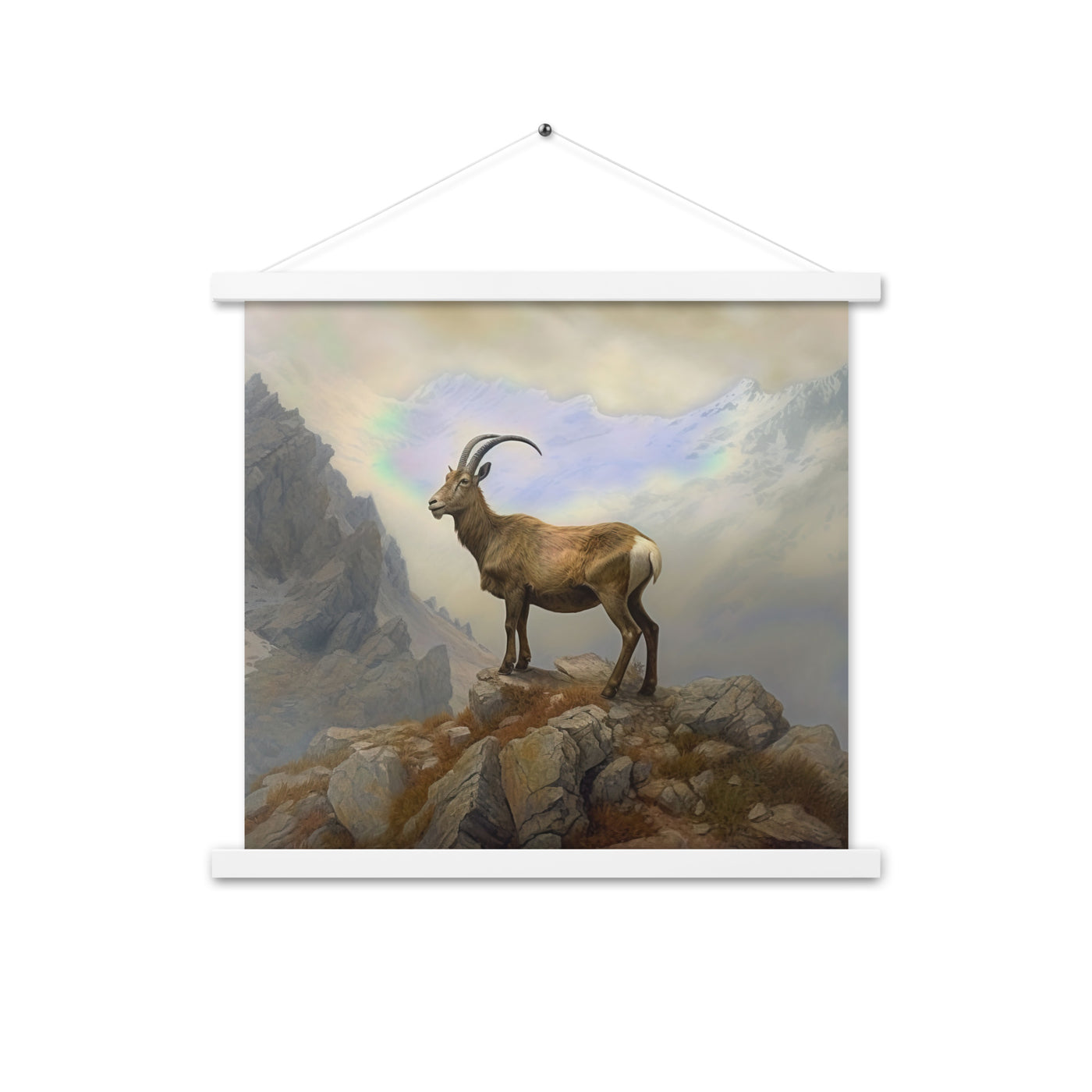 Steinbock am Berg - Wunderschöne Malerei - Premium Poster mit Aufhängung berge xxx 45.7 x 45.7 cm