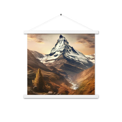 Matterhorn - Epische Malerei - Landschaft - Premium Poster mit Aufhängung berge xxx 45.7 x 45.7 cm