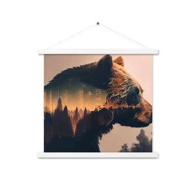 Bär und Bäume Illustration - Premium Poster mit Aufhängung camping xxx 45.7 x 45.7 cm