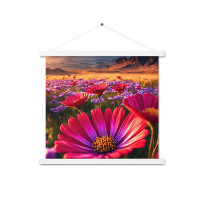 Wünderschöne Blumen und Berge im Hintergrund - Premium Poster mit Aufhängung berge xxx 45.7 x 45.7 cm