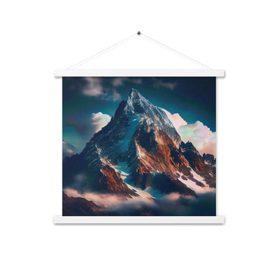 Berge und Nebel - Premium Poster mit Aufhängung berge xxx Weiß 45.7 x 45.7 cm