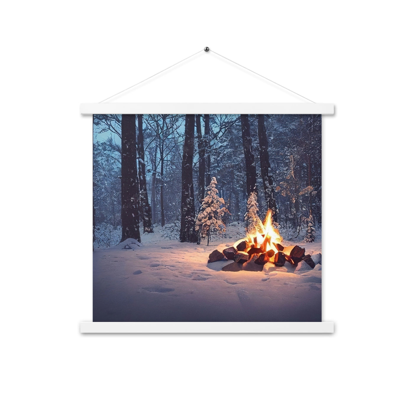 Lagerfeuer im Winter - Camping Foto - Premium Poster mit Aufhängung camping xxx 45.7 x 45.7 cm