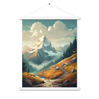 Berge, Wald und Wanderweg - Malerei - Premium Poster mit Aufhängung berge xxx 45.7 x 61 cm