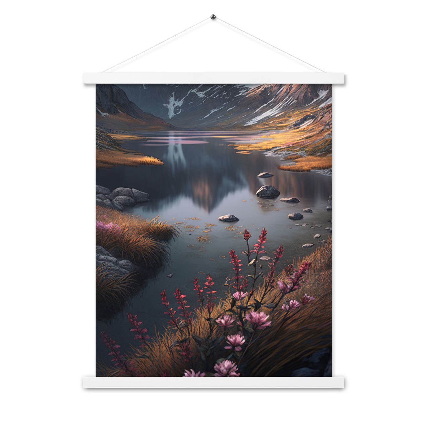 Berge, Bergsee und Blumen - Premium Poster mit Aufhängung berge xxx 45.7 x 61 cm
