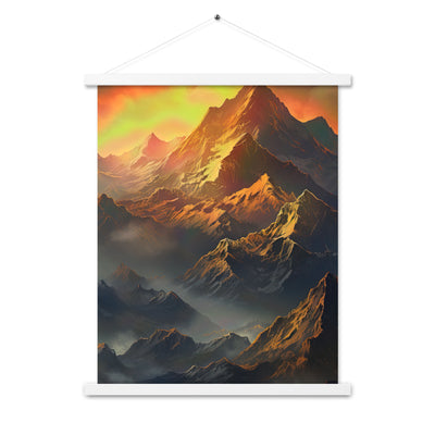 Wunderschöne Himalaya Gebirge im Nebel und Sonnenuntergang - Malerei - Premium Poster mit Aufhängung berge xxx 45.7 x 61 cm