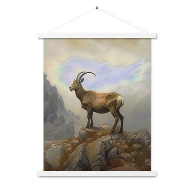 Steinbock am Berg - Wunderschöne Malerei - Premium Poster mit Aufhängung berge xxx 45.7 x 61 cm