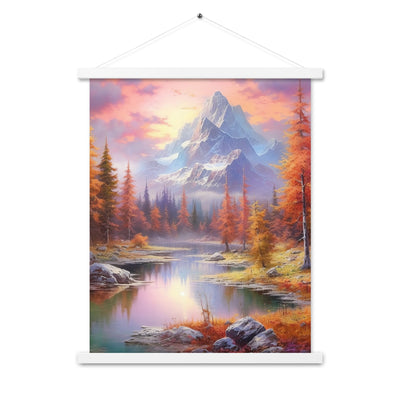 Landschaftsmalerei - Berge, Bäume, Bergsee und Herbstfarben - Premium Poster mit Aufhängung berge xxx 45.7 x 61 cm