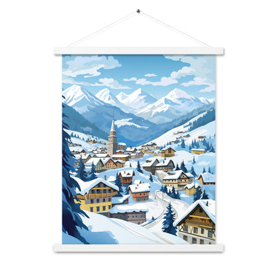 Kitzbühl - Berge und Schnee - Landschaftsmalerei - Premium Poster mit Aufhängung ski xxx 45.7 x 61 cm