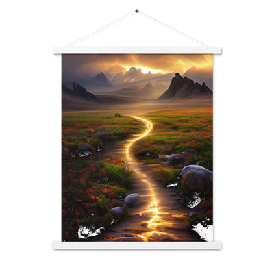 Landschaft mit wilder Atmosphäre - Malerei - Premium Poster mit Aufhängung berge xxx 45.7 x 61 cm