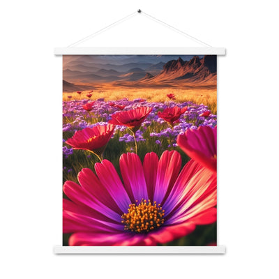 Wünderschöne Blumen und Berge im Hintergrund - Premium Poster mit Aufhängung berge xxx 45.7 x 61 cm