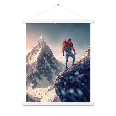 Bergsteiger auf Berg - Epische Malerei - Premium Poster mit Aufhängung klettern xxx 45.7 x 61 cm