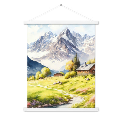 Epische Berge und Berghütte - Landschaftsmalerei - Premium Poster mit Aufhängung berge xxx 45.7 x 61 cm