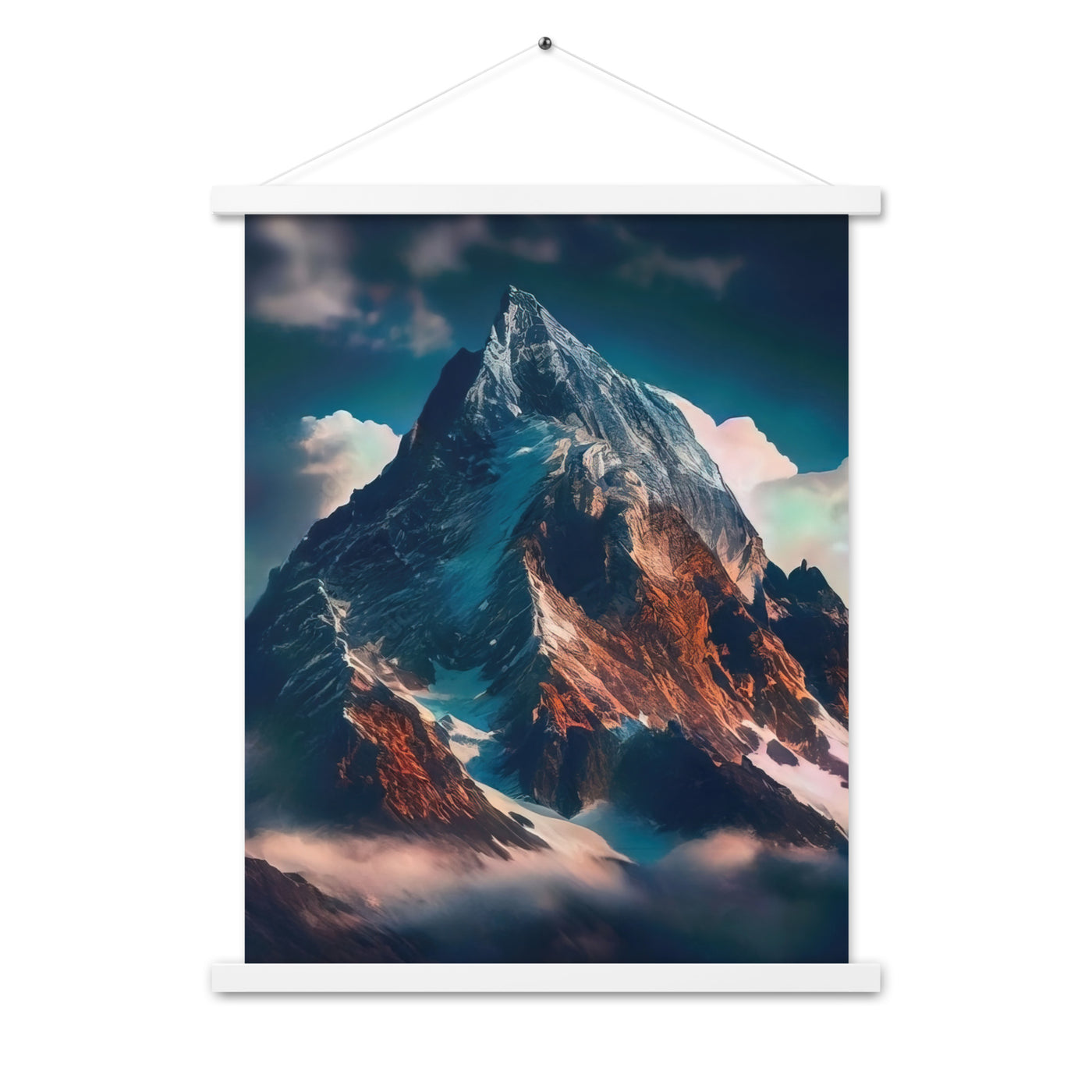 Berge und Nebel - Premium Poster mit Aufhängung berge xxx Weiß 45.7 x 61 cm