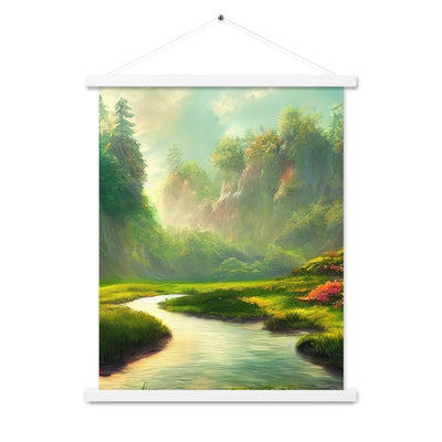Bach im tropischen Wald - Landschaftsmalerei - Premium Poster mit Aufhängung camping xxx 45.7 x 61 cm