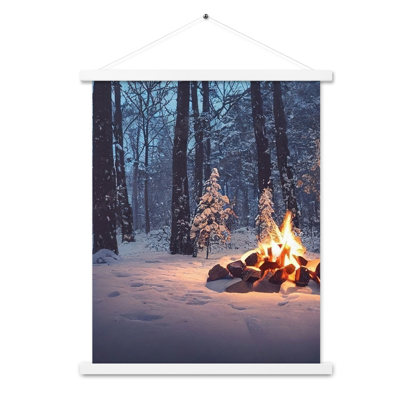 Lagerfeuer im Winter - Camping Foto - Premium Poster mit Aufhängung camping xxx 45.7 x 61 cm