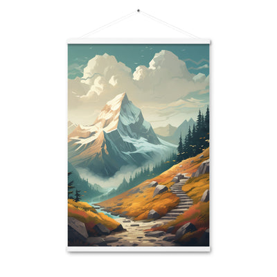 Berge, Wald und Wanderweg - Malerei - Premium Poster mit Aufhängung berge xxx 61 x 91.4 cm