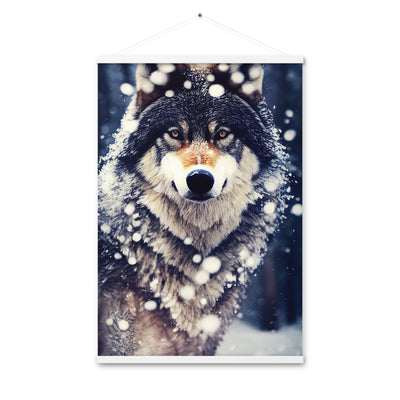 Wolf im Schnee - Episches Foto - Premium Poster mit Aufhängung camping xxx 61 x 91.4 cm