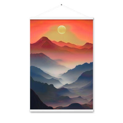 Sonnteruntergang, Gebirge und Nebel - Landschaftsmalerei - Premium Poster mit Aufhängung berge xxx 61 x 91.4 cm