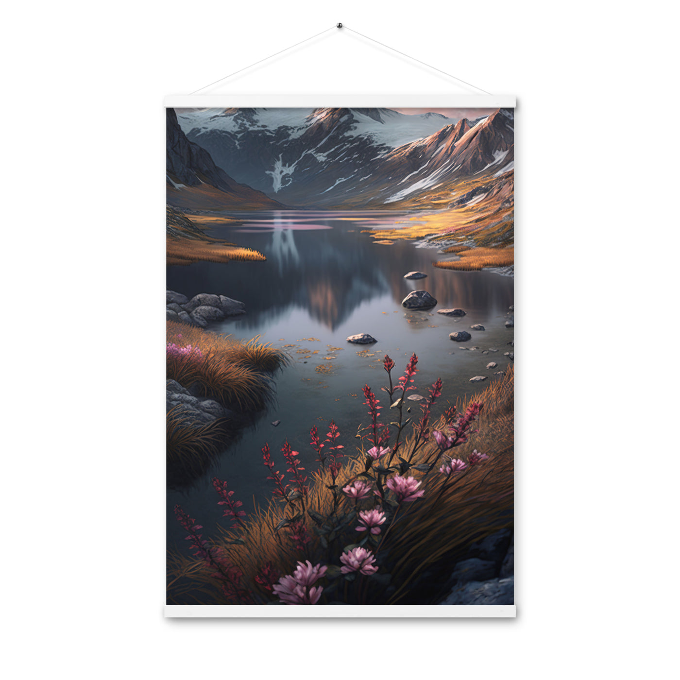 Berge, Bergsee und Blumen - Premium Poster mit Aufhängung berge xxx 61 x 91.4 cm