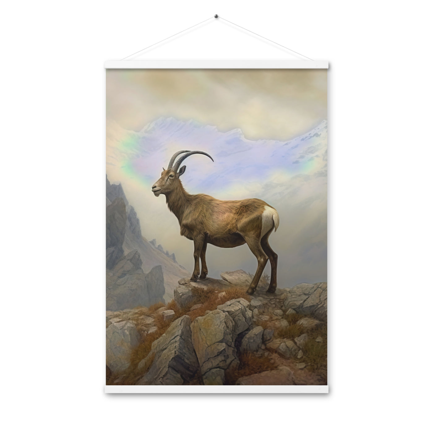 Steinbock am Berg - Wunderschöne Malerei - Premium Poster mit Aufhängung berge xxx 61 x 91.4 cm