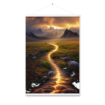 Landschaft mit wilder Atmosphäre - Malerei - Premium Poster mit Aufhängung berge xxx 61 x 91.4 cm