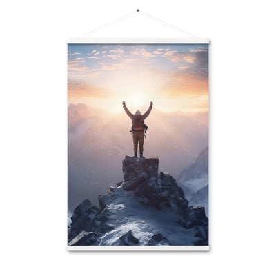 Mann auf der Spitze eines Berges - Landschaftsmalerei - Premium Poster mit Aufhängung berge xxx 61 x 91.4 cm