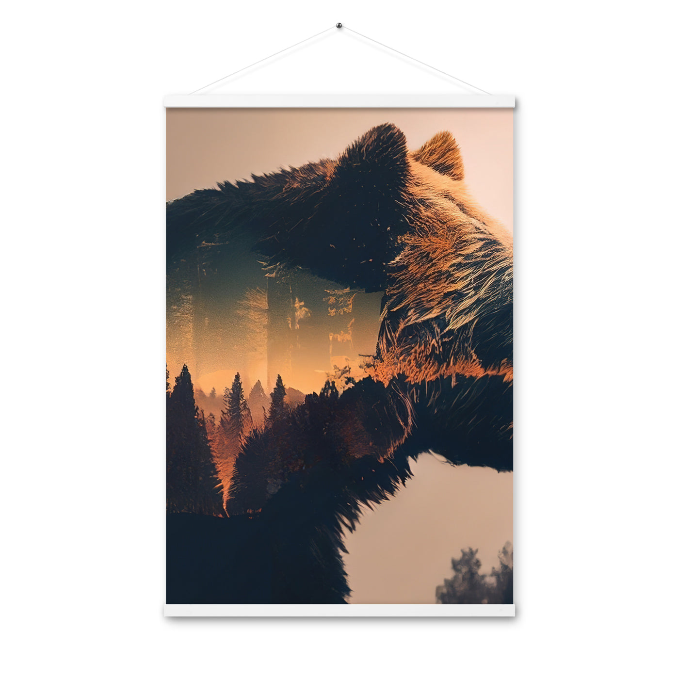 Bär und Bäume Illustration - Premium Poster mit Aufhängung camping xxx 61 x 91.4 cm